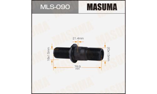 Шпилька колесная Masuma MLS-090, для грузовиков Isuzu, M20x1.5(R), M18x1.5(L), длина 77.5мм