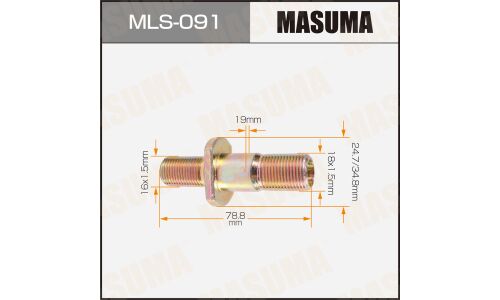 Шпилька колесная Masuma MLS-091, для грузовиков Isuzu, M18x1.5(R), M16x1.5(R), длина 78.3мм