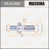 Шпилька колесная Masuma MLS-092, для грузовиков Isuzu, M18x1.5(L), M16x1.5(L), длина 79.1мм