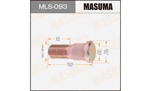 Шпилька колесная Masuma MLS-093, для грузовиков Isuzu, M16x1.5(R), длина 50.5мм