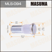 Шпилька колесная Masuma MLS-094, для грузовиков Isuzu, M16x1.5(L), длина 50.5мм