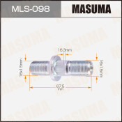 Шпилька колесная Masuma MLS-098, для грузовиков Isuzu, M16x1.5(R), M16x1.5(L), длина 67.1мм