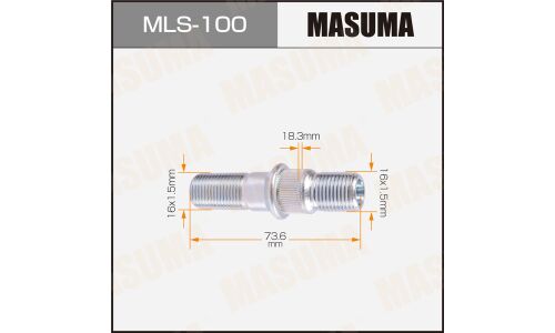 Шпилька колесная Masuma MLS-100, для грузовиков Isuzu, M16x1.5(L), M16x1.5(L), длина 74мм