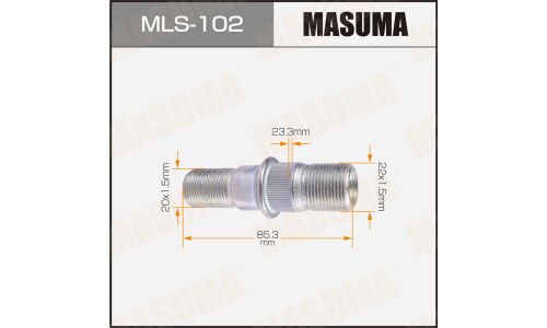 Шпилька колесная Masuma MLS-102, для грузовиков Isuzu, M22x1.5(L), M20x1.5(L), длина 85.3мм