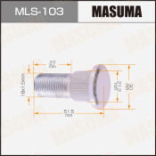 Шпилька колесная Masuma MLS-103, для грузовиков Isuzu, M18x1.5(R), длина 51.5мм