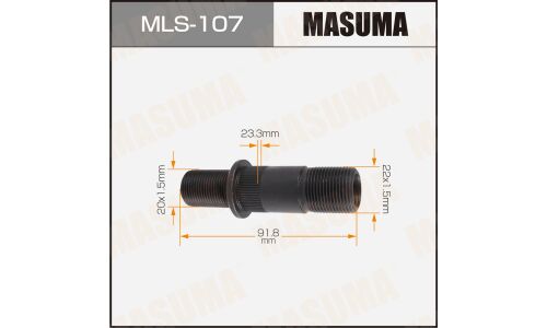 Шпилька колесная Masuma MLS-107, для грузовиков Isuzu, M22x1.5(R), M20x1.5(R), длина 90.5мм