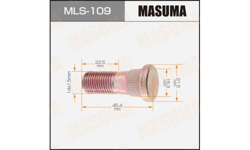 Шпилька колесная Masuma MLS-109, для грузовиков Isuzu, M14x1.5(R), длина 45.7мм