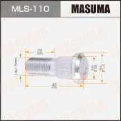 Шпилька колесная Masuma MLS-110, для грузовиков Isuzu, M14x1.5(L), длина 45.6мм