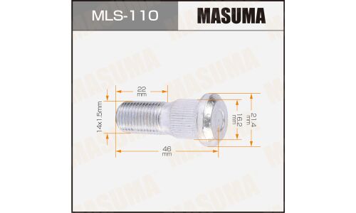 Шпилька колесная Masuma MLS-110, для грузовиков Isuzu, M14x1.5(L), длина 45.6мм