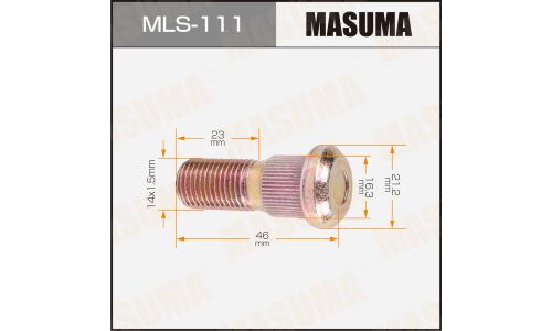 Шпилька колесная Masuma MLS-111, для грузовиков Isuzu, M14x1.5(R), длина 46мм