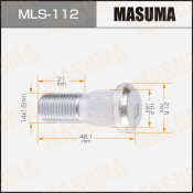 Шпилька колесная Masuma MLS-112, для грузовиков Isuzu, M14x1.5(L), длина 46.1мм