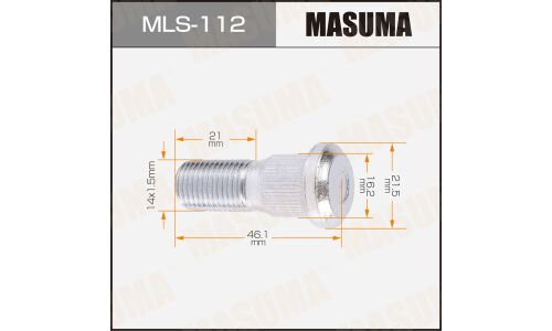 Шпилька колесная Masuma MLS-112, для грузовиков Isuzu, M14x1.5(L), длина 46.1мм
