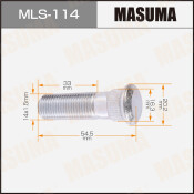 Шпилька колесная Masuma MLS-114, для грузовиков Isuzu, M14x1.5(L), длина 54.5мм