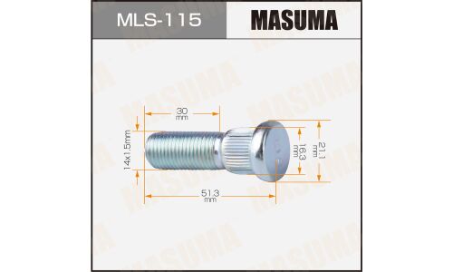 Шпилька колесная Masuma MLS-115, для Toyota, M14x1.5(R), длина 51мм