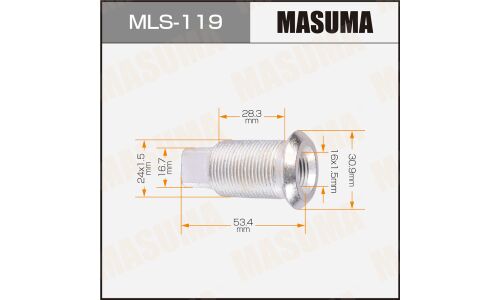 Футорка колесная Masuma MLS-119, для Toyota, M24x1.5(L), M16x1.5(L), длина 53.4мм, под ключ 17мм, 1 шт