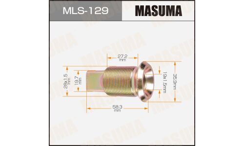 Футорка колесная Masuma MLS-129, для Mitsubishi, M28x1.5(R), M19x1.5(R), длина 58.3мм, под ключ 20мм, 1 шт