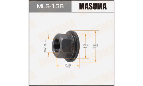 Гайка колесная Masuma MLS-138, открытая, для грузовиков Toyota, M20x1.5(L), длина 23.6мм, с прессшайбой 45мм, под ключ 30мм, 1 шт