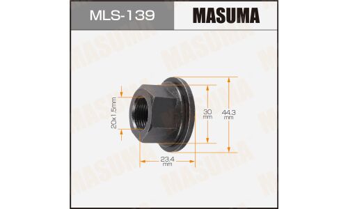 Гайка колесная Masuma MLS-139, открытая, для грузовиков Toyota, M20x1.5(R), длина 23.4мм, с прессшайбой 45мм, под ключ 30мм, 1 шт
