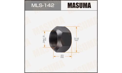 Гайка колесная Masuma MLS-142, открытая, для грузовиков Toyota, M24x1.5(L), длина 20мм, коническая посадка, под ключ 32мм, 1 шт