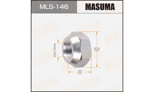 Гайка колесная Masuma MLS-146, открытая, для грузовиков Toyota, M20x1.5(L), длина 23мм, коническая посадка, под ключ 41мм, 1 шт