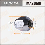 Гайка колесная Masuma MLS-154, закрытая, для KIA / Hyundai / Daihatsu / Mazda / Mitsubishi / Toyota, M12x1.5(R), длина 30.5мм, коническая посадка, под ключ 21мм