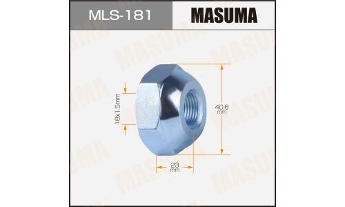Гайка колесная Masuma MLS-181, открытая, для грузовиков Isuzu, M18x1.5(R), длина 23мм, сфера, под ключ 41мм, 1 шт