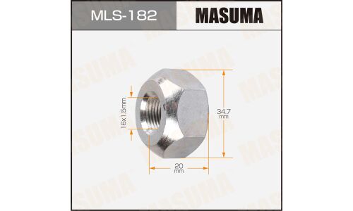 Гайка колесная Masuma MLS-182, открытая, для грузовиков Isuzu, M16x1.5(L), длина 20мм, коническая посадка, под ключ 35мм, 1 шт