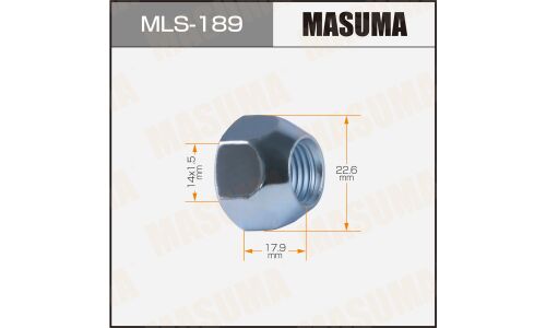 Гайка колесная Masuma MLS-189, открытая, для грузовиков Isuzu, M14x1.5(L), длина 17.9мм, коническая посадка, под ключ 23мм