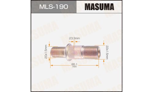 Шпилька колесная Masuma MLS-190, для Isuzu, M22x1.5(R), M20x1.5(R), длина 84.4мм
