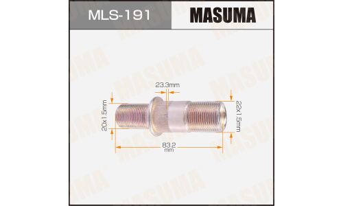 Шпилька колесная Masuma MLS-191, для Isuzu, M22x1.5(R), M20x1.5(L), длина 84.5мм
