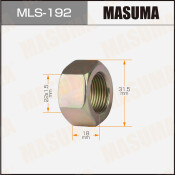 Гайка колесная Masuma MLS-192, открытая, для грузовиков Isuzu, M22x1.5(R), длина 18мм, плоская посадка, под ключ 32мм, 1 шт
