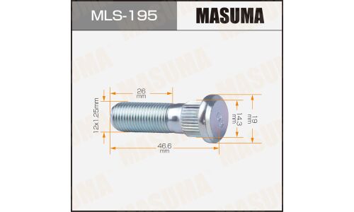 Шпилька колесная Masuma MLS-195, для Nissan / Infiniti / Subaru, M12x1.25(R), длина 47мм