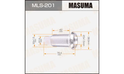 Футорка колесная Masuma MLS-201, для Isuzu, M30x1.5(R), M20x1.5(R), длина 76.4мм, под ключ 21мм