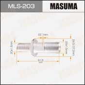Шпилька колесная Masuma MLS-203, для Isuzu, M22x1.5(R), M20x1.5(R), длина 92мм