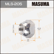 Гайка колесная Masuma MLS-205, открытая, для грузовиков Isuzu, M24x1.5(R), длина 29мм, сфера, под ключ 41мм