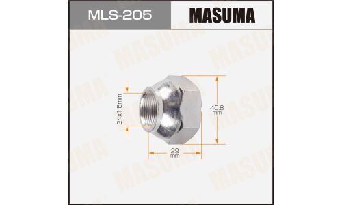 Гайка колесная Masuma MLS-205, открытая, для грузовиков Isuzu, M24x1.5(R), длина 29мм, сфера, под ключ 41мм