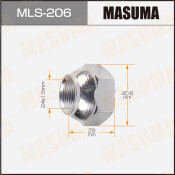 Гайка колесная Masuma MLS-206, открытая, для грузовиков Isuzu, M24x1.5(L), длина 29мм, сфера, под ключ 41мм