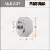Гайка колесная Masuma MLS-207, открытая, для грузовиков Isuzu, M18x1.5(R), длина 16мм, плоская посадка, под ключ 29мм