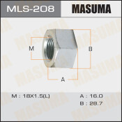 Гайка колесная Masuma MLS-208, открытая, для грузовиков Isuzu, M18x1.5(L), длина 16мм, плоская посадка, под ключ 29мм