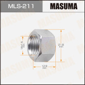 Гайка колесная Masuma MLS-211, открытая, для Toyota / Lexus, M16x1.5(R), длина 12.9мм, плоская посадка, под ключ 22мм