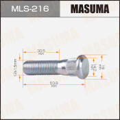 Шпилька колесная Masuma MLS-216, для Toyota / Lexus, M12x1.5(R), длина 54мм