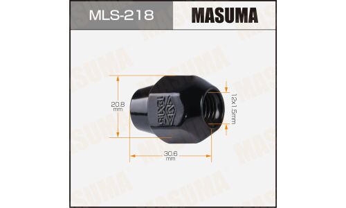 Гайка колесная Masuma MLS-218, закрытая, для внедорожников Toyota, M12x1.5(R), длина 30.6мм, коническая посадка, под ключ 21мм