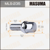 Болт колесный Masuma MLS-235, для Renault, M14x1.5(R), длина 55.5мм, коническая посадка, под ключ 19мм