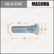 Шпилька колесная Masuma MLS-236, для Nissan / Suzuki, M12x1.25(R), длина 46мм