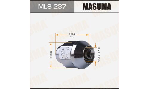 Гайка колесная Masuma MLS-237, закрытая, для Suzuki, M12x1.25(R), длина 30.4мм, под ключ 19мм, 1 шт