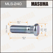 Шпилька колесная Masuma MLS-240, для Honda, M12x1.5(R), длина 42.4мм, 1шт, арт. MLS-240