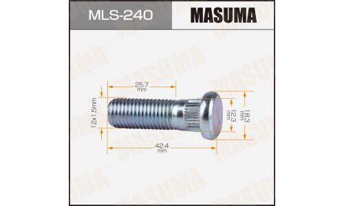 Шпилька колесная Masuma MLS-240, для Honda, M12x1.5(R), длина 42.4мм, 1шт, арт. MLS-240