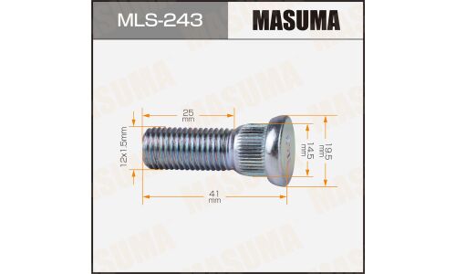 Шпилька колесная Masuma, для Mitsubishi, M12x1.5(R), длина 41мм, арт. MLS-243