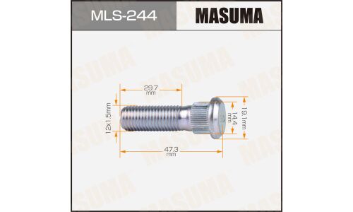 Шпилька колесная Masuma mls-244. 1шт, для Mitsubishi, Peugeot, Citroen, M12x1.5(R), длина 47.3мм, 1шт, арт. mls-244. 1шт