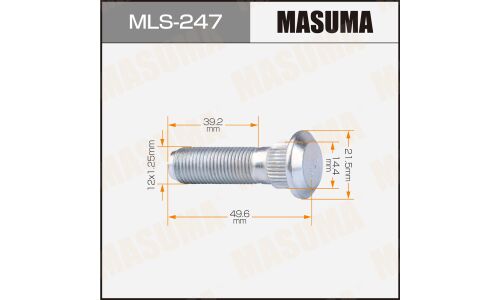 Шпилька колесная Masuma MLS-247, для Nissan, Infiniti, Subaru, M12x1.25(R), длина 49.6мм, 1 шт, арт. MLS-247